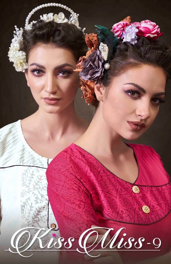 S More Fashion Kiss Miss Vol 9 9001 To 9011 Series Fancy Cotton Printed Kurti Collection Full Set Wh...