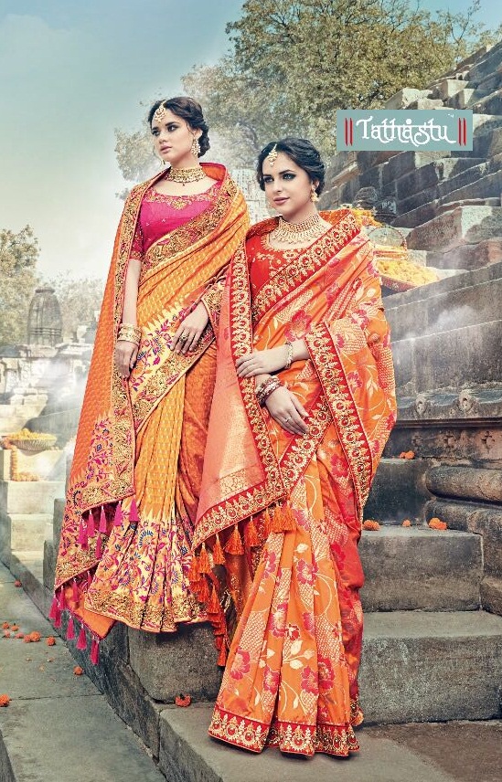 Tathastu 1600 1601 To 1611 Series Fancy Heavy Designer Party Wear Pure Silk Jaquard With Heavy Ember...