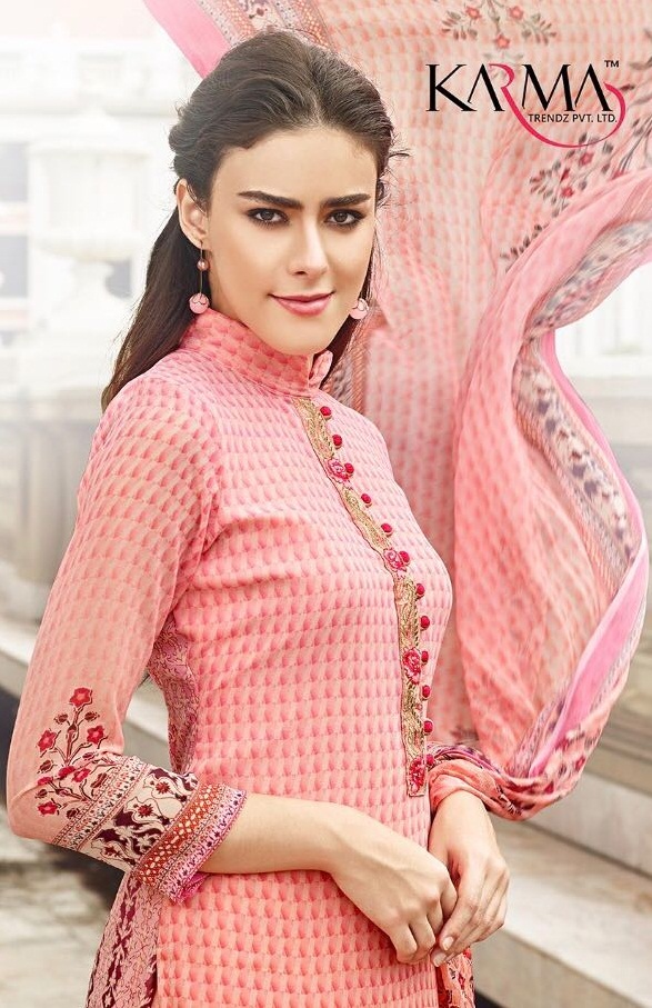 Karma 2250 To 2258 Series Fancy Gorgette Digital Printed Embroidery Salwar Kameez Full Set Wholesale...