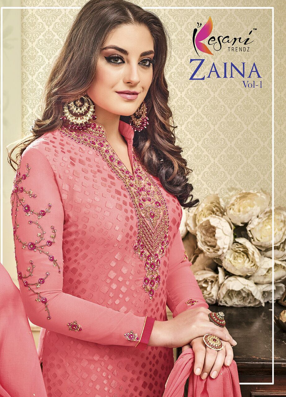 Kesari Trendz Zaina Vol 1 3101 To 3108 Series Fancy Megical Brasso Embroidery Salwar Kameez Full Set...