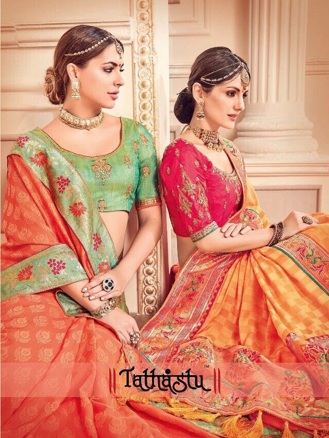 Tathastu 1801 To 1812 Series Heavy Fancy Designer Party Wear Traditional Saree Collection Full Set A...