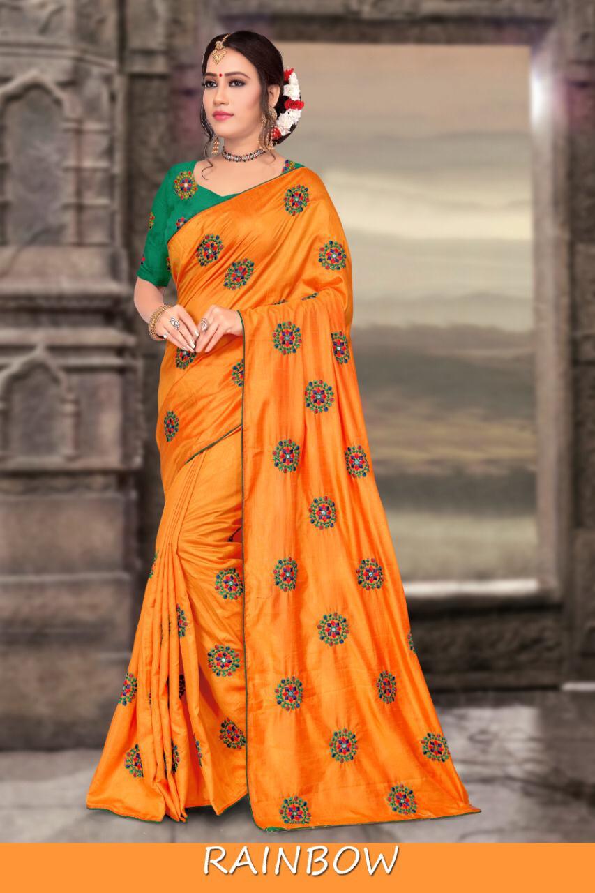 Rainbow By Right One Fashion Fancy Sana Silk Mirror Work Saree Catlog Wholesaler Surat