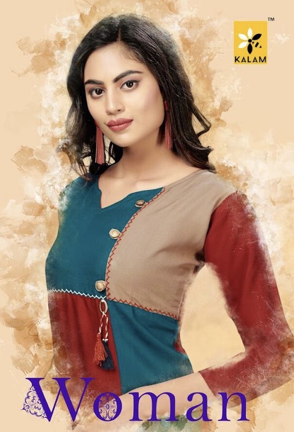 Woman By Kalam 001 Series Fancy Cotton Reyon Kurti Collection Wholesaler Surat