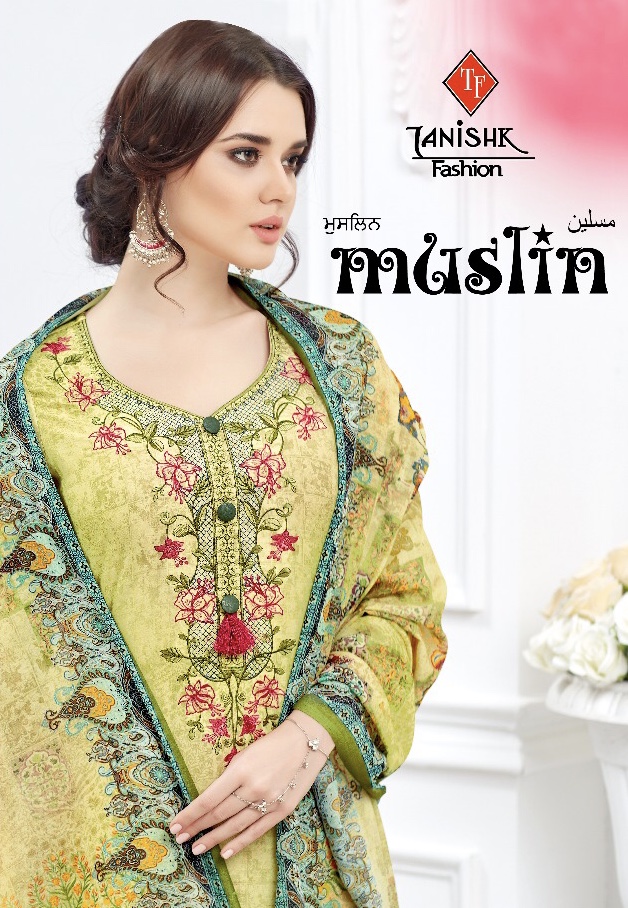 Tanishk Fashion Muslin 5101 Series Fancy Muslin Silk Salwar Kameez Catlog Wholesale Dealer And Suppl...