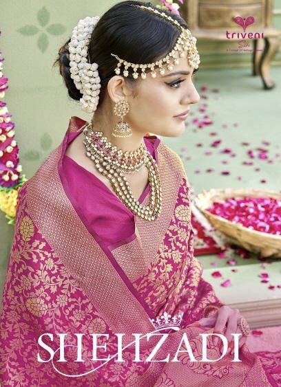 Shehzadi By Triveni 24801 Series Fancy Deaigner Weaving Blend Silk Saree Collection Wholesaler Surat