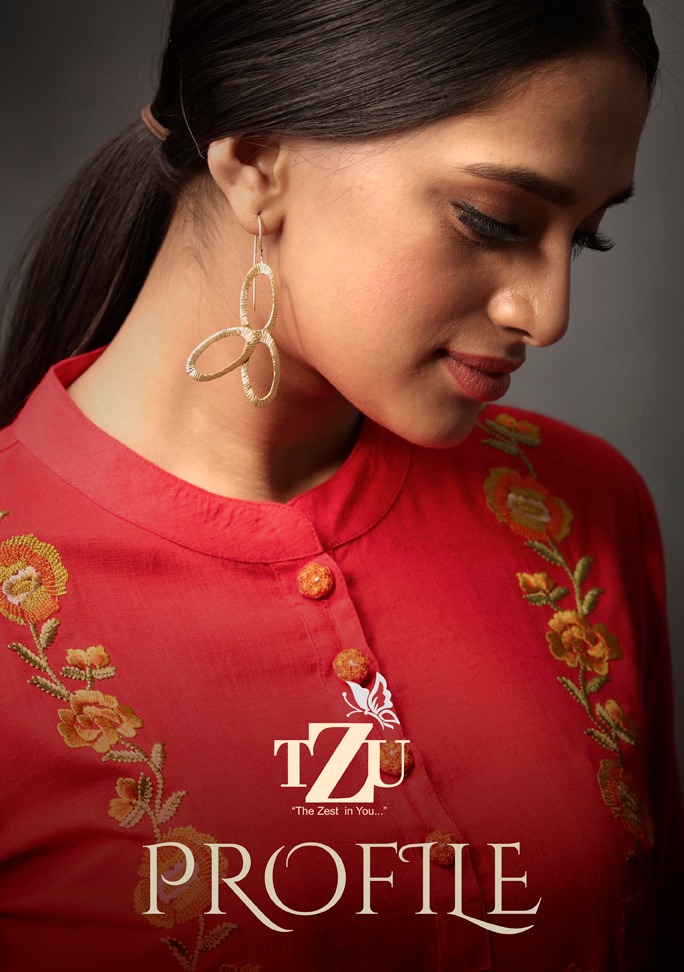 Profile By Tzu Lifestyle 1001 Series Fancy Designer Reyon Embroidery Kurti Collection Wholesaler Sur...