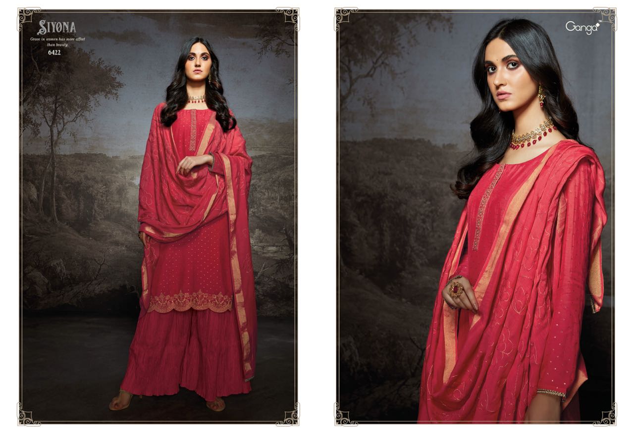 Siyona By Ganga 6422 Series Pure Muslin Jacquard Salwar Kameez Catlog Wholesale Dealer And Supplier ...