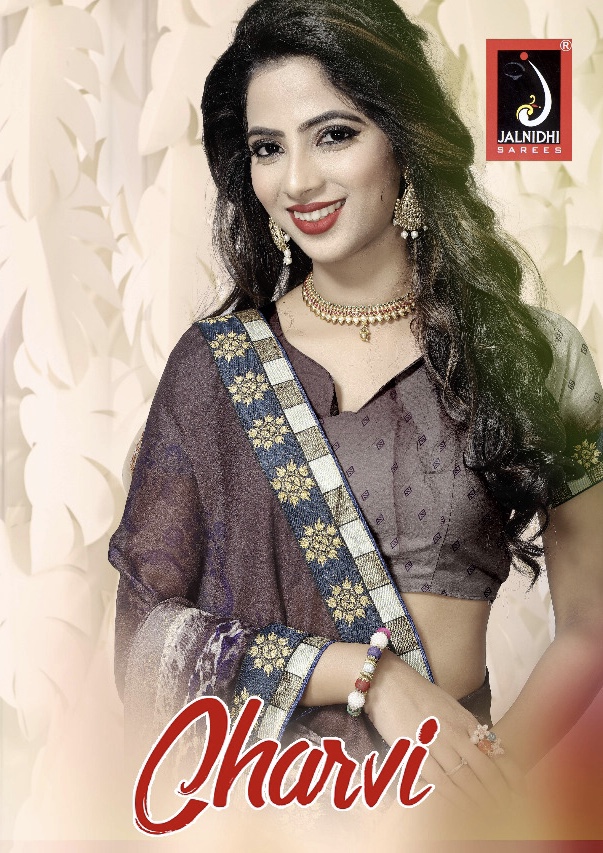 Charvi By Jalnidhi 5001 Series Fancy Moss Chiffon Printed Saree Catlog Wholesale Dealer Surat