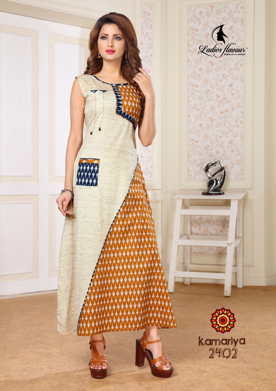 Kamariya By Ladies Flavour 2401 Series Fancy Cotton Flex Kurti Catlog Wholesaler Surat
