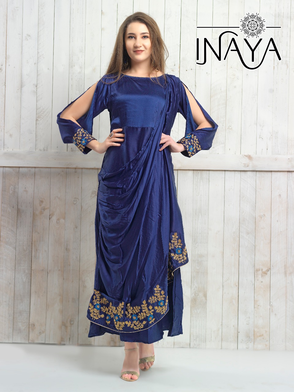 Saree Pallu Ready 2 Wear By Inaya Studio Libas Designer Gown With Atteched Pallu Drape Wholesaler Surat