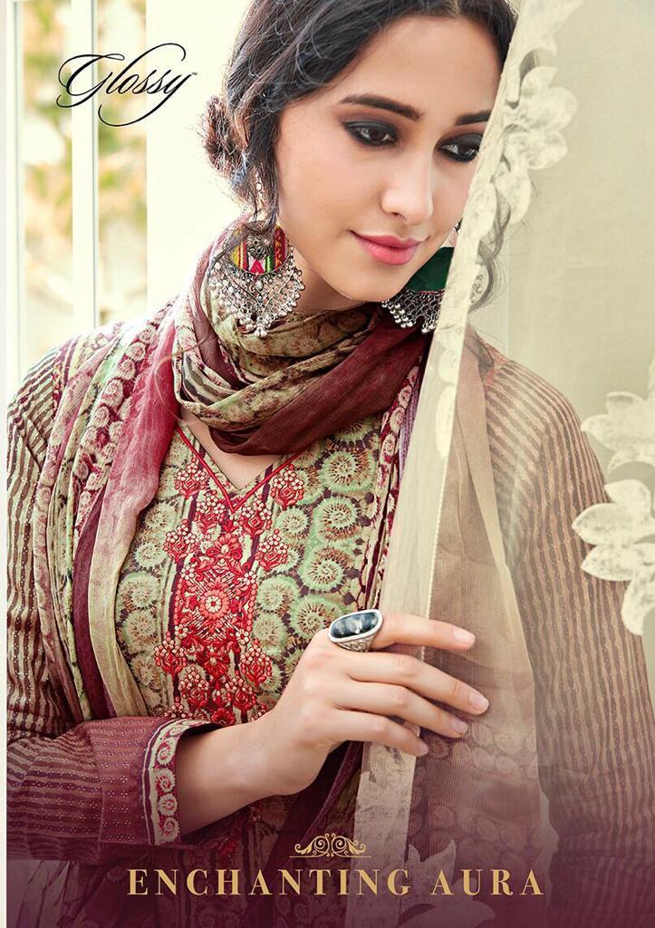 Enchanting Aure By Glossy 3204 Series Fancy Muslin Digital Printed Salwar Kameez Wholesaler Surat