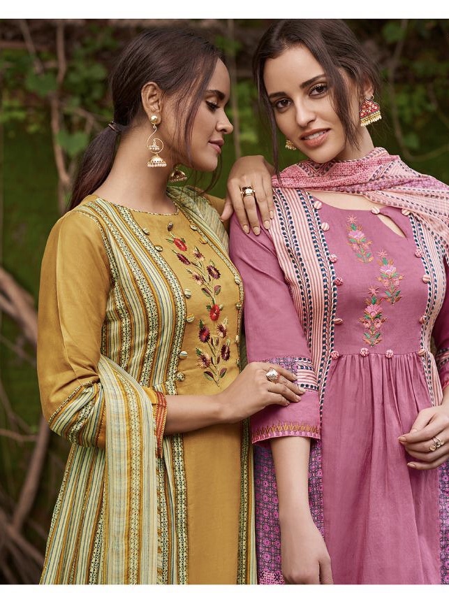 Gulnaaz By Jay Vijay 4221 Series Fancy Pure Cotton Satin Printed Salwar Kameez Catlog Wholesaler Sur...