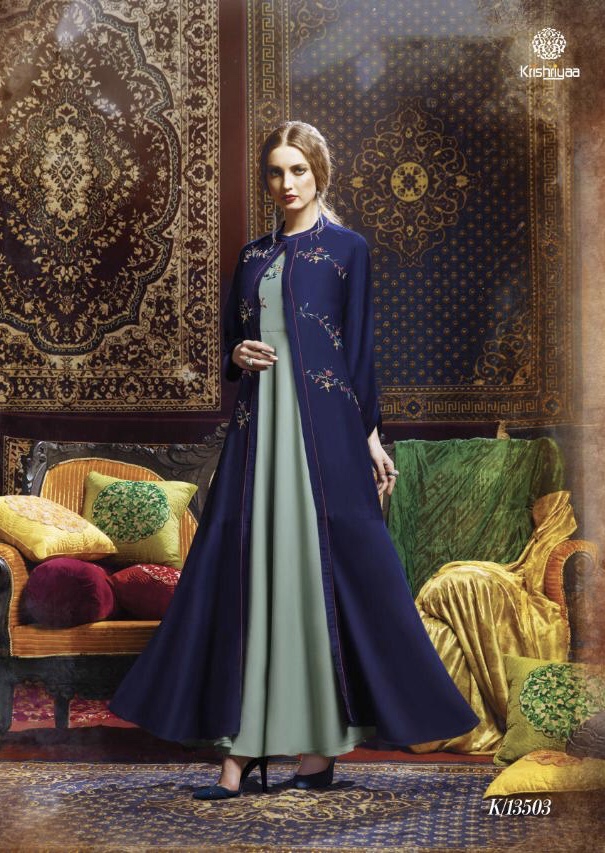 Glorious By Krishriyaa 13501 Series Designer Primium Muslin Crop Top Kurti Collection Wholesaler Sur...