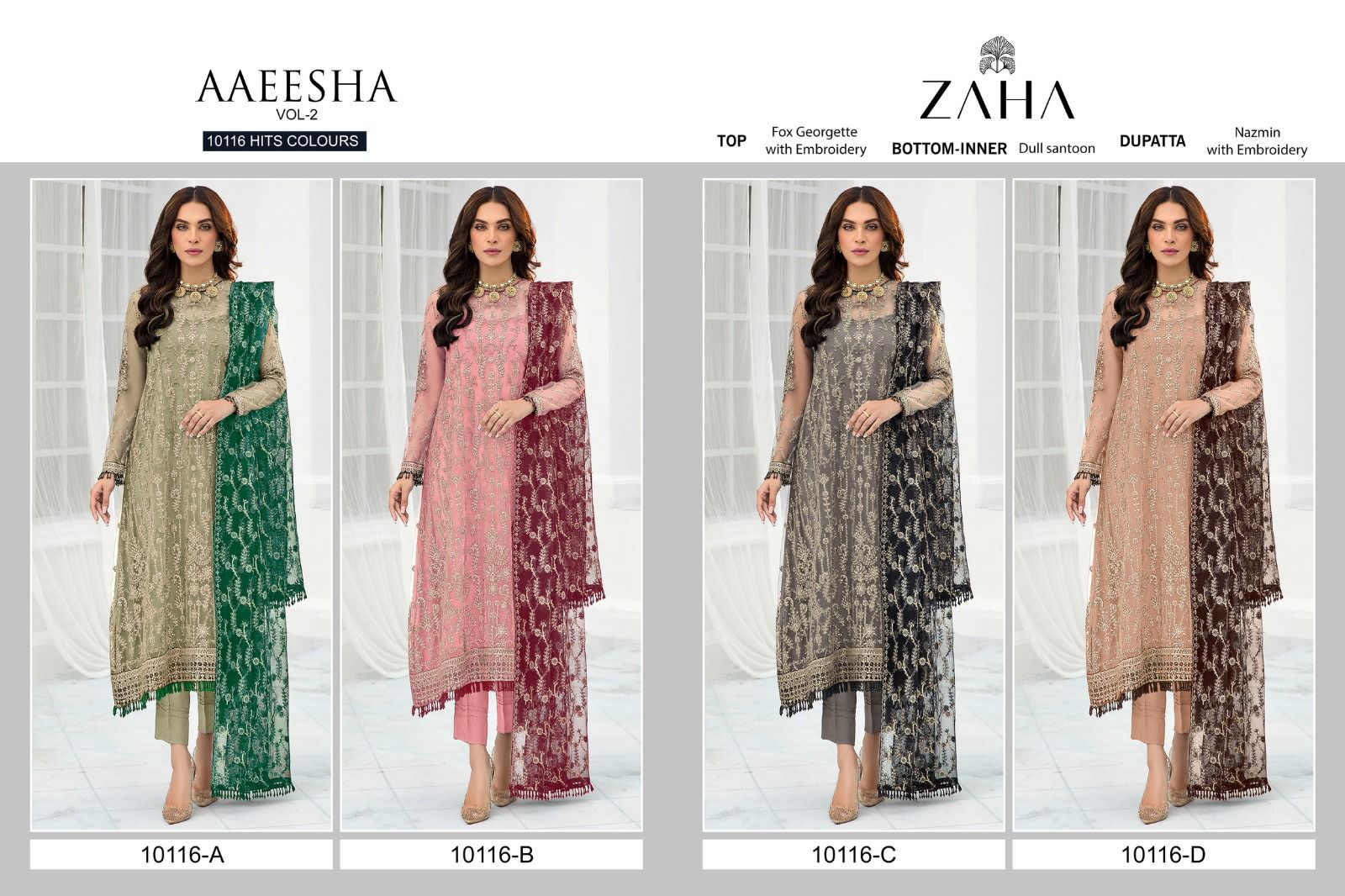 Aaeesha Vol 2 Zaha Georgette Pakistani Suits