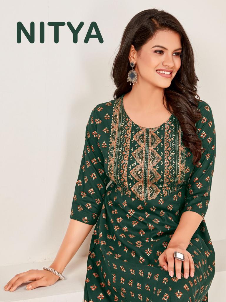 Nitya Multi Color Foil Print Flair Gown Single And Set Stockiest And Supplier Surat