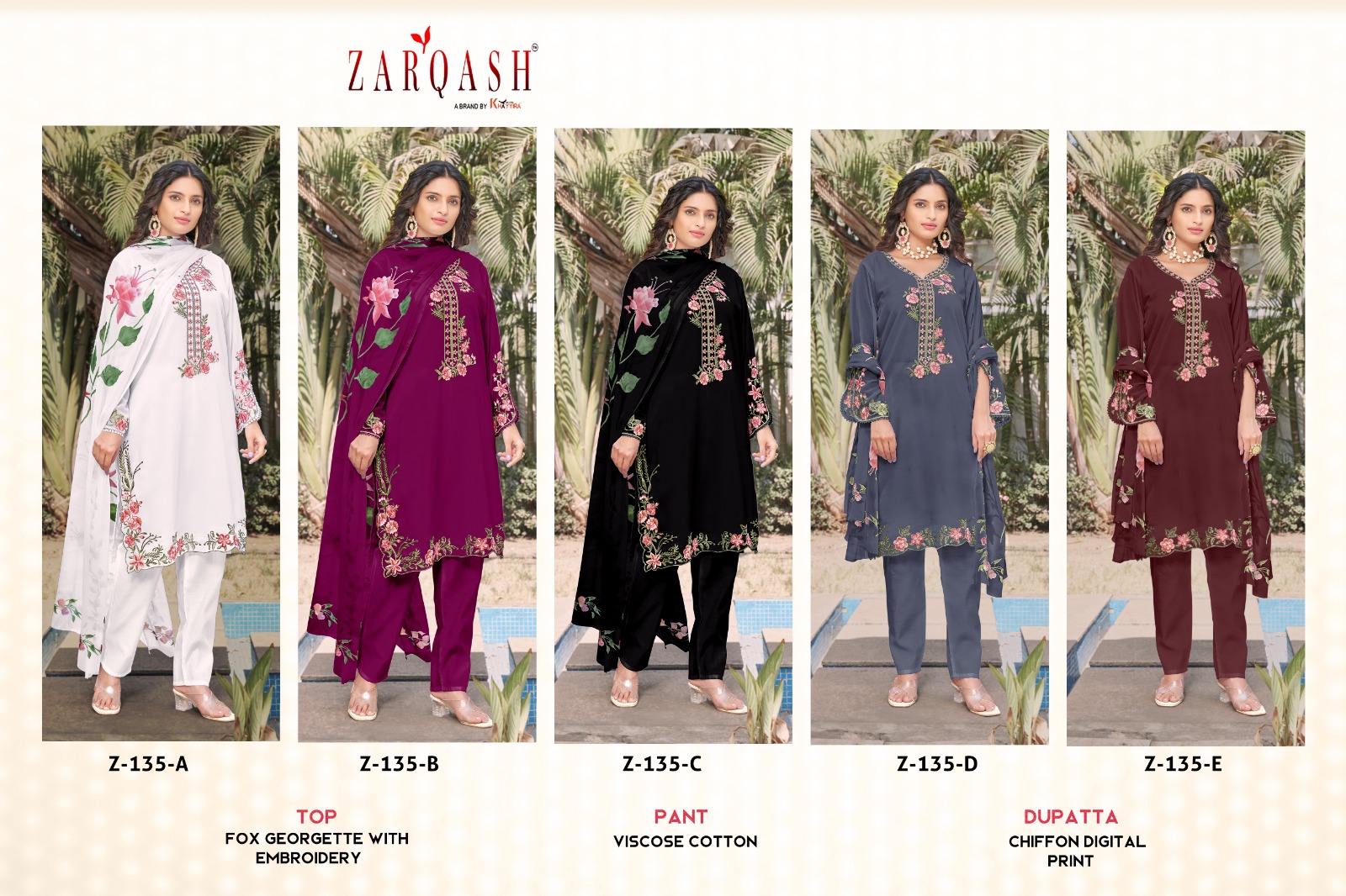 Zarqash Readymade Collection Design 135 Georgette Pakistani Suits