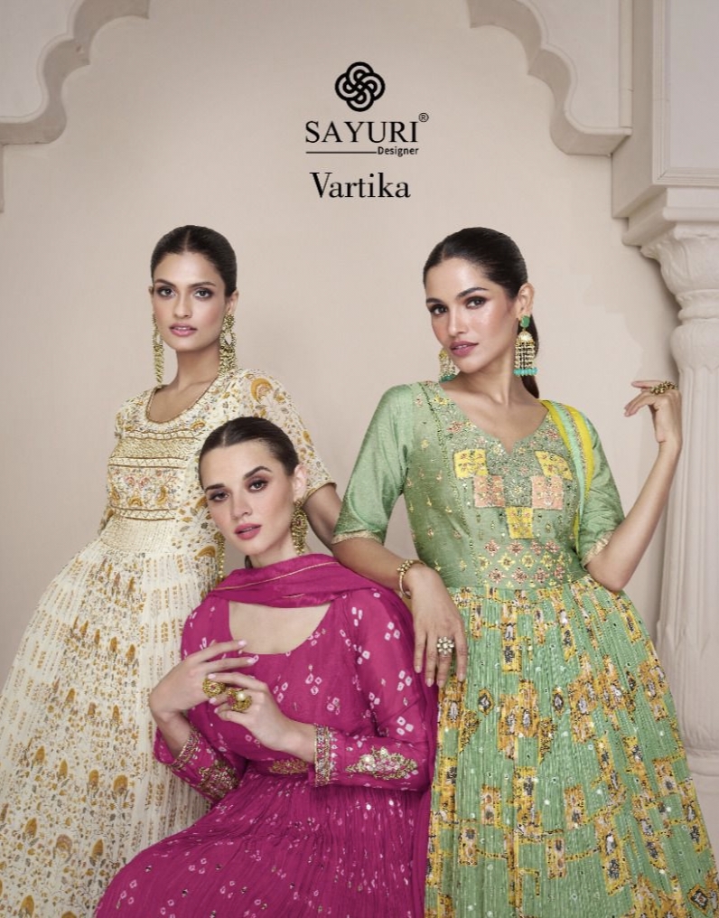 Sayuri Designer New Launch Vartika Georgette Gown Suit Collection Manufacturer Surat