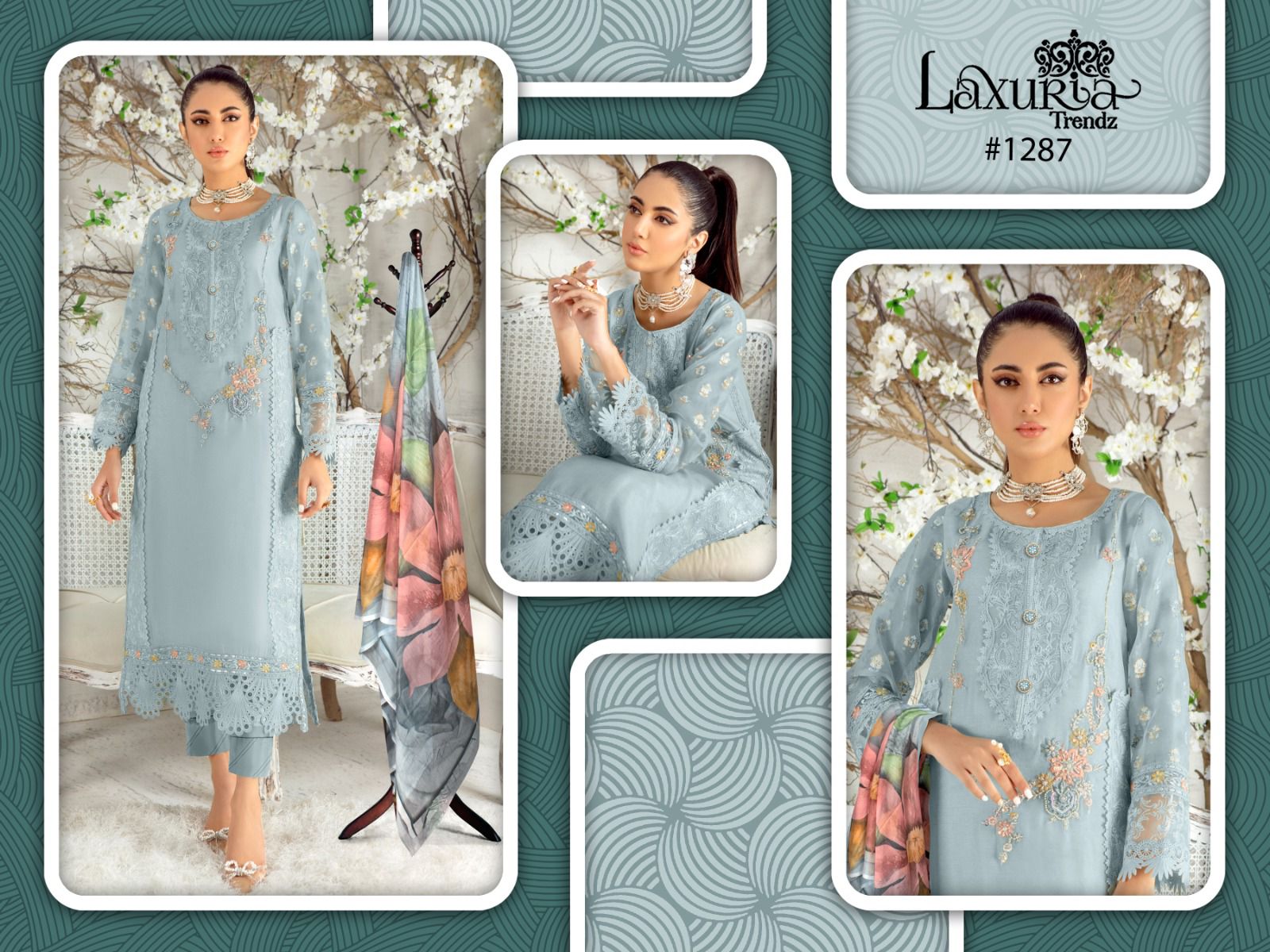 Laxuria Trendz D No 1287 Handwork Collection Kurti Pant With Dupatta