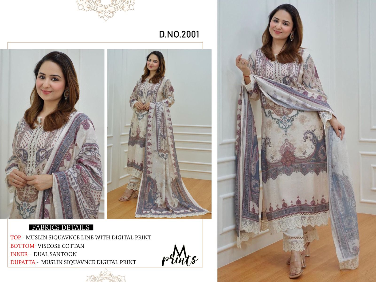 Afsana M Print Pure Muslin Suit Redymade Collection