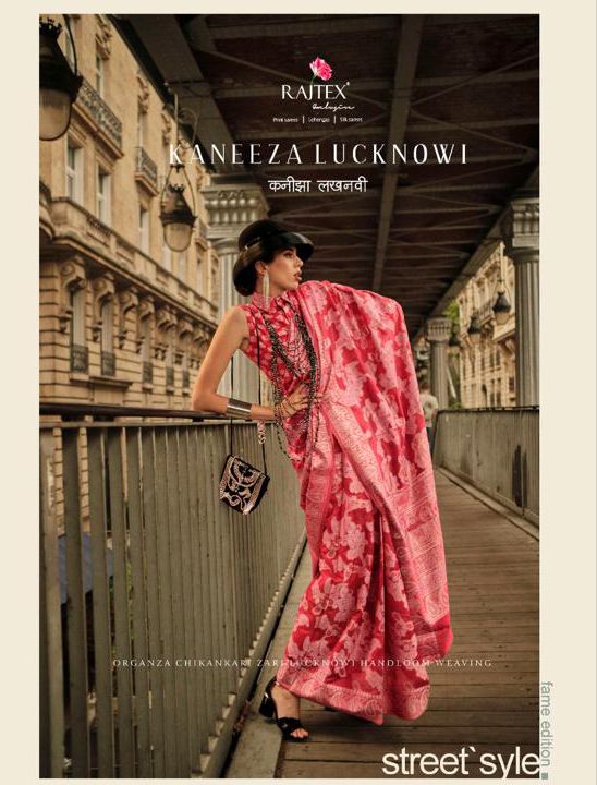 Kaneeza Luvknowi Organza Chickankari Zari Saree Rajtex