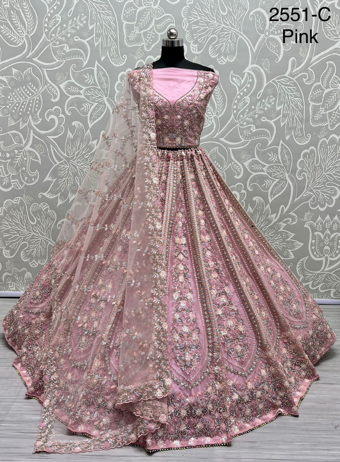 Design 2551 Full Flair Pastel Sequence Combin Flower Pattern Designed Lehengacholi