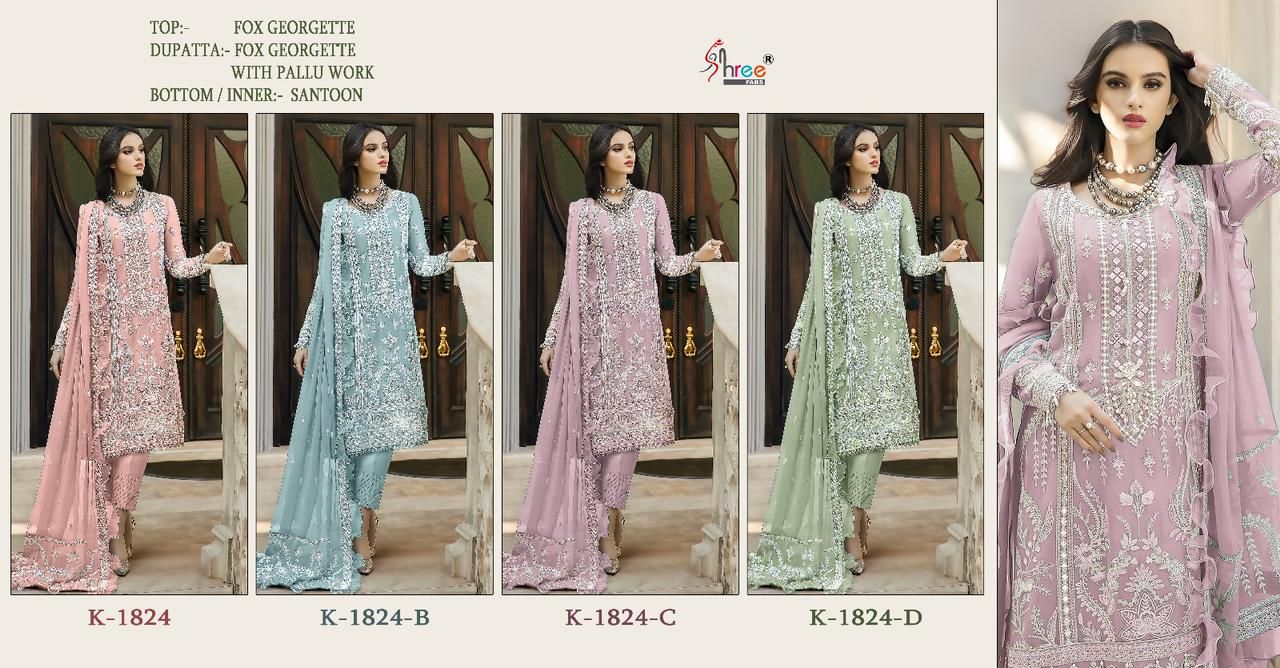 Mariya B Super Hit Design K 1824 Shree Fabs Georgette Pakistani Suits