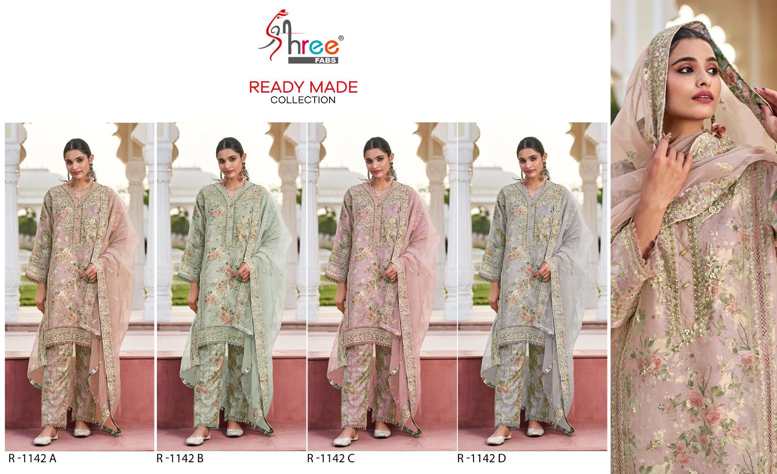 R 1142 Redymade Organza Collection Shree Fabs