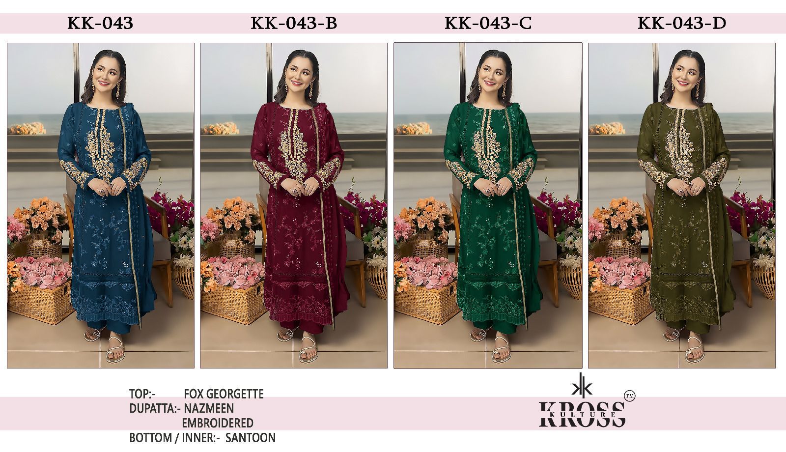 Kross Kulture New Design 43 Heavy Georgette With Embroidered