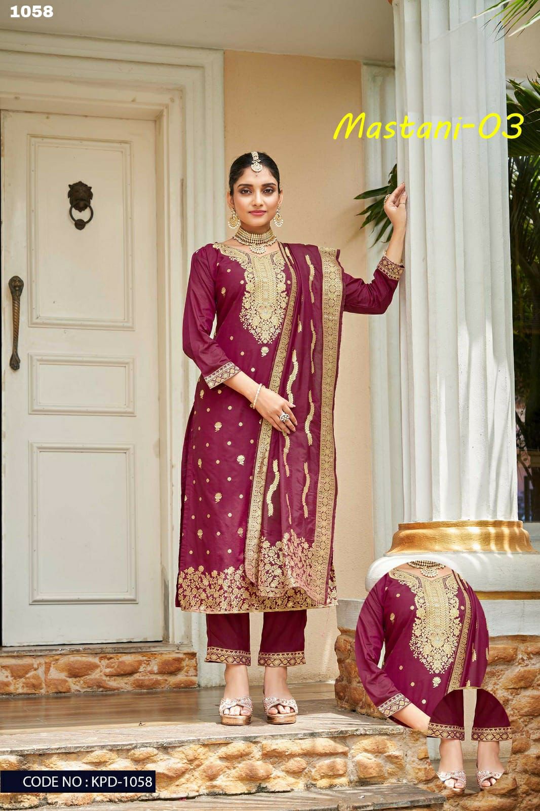 Mastani Vol 3 Heavy Nylon Dola Viscose Fabric Top Bottom Duppata