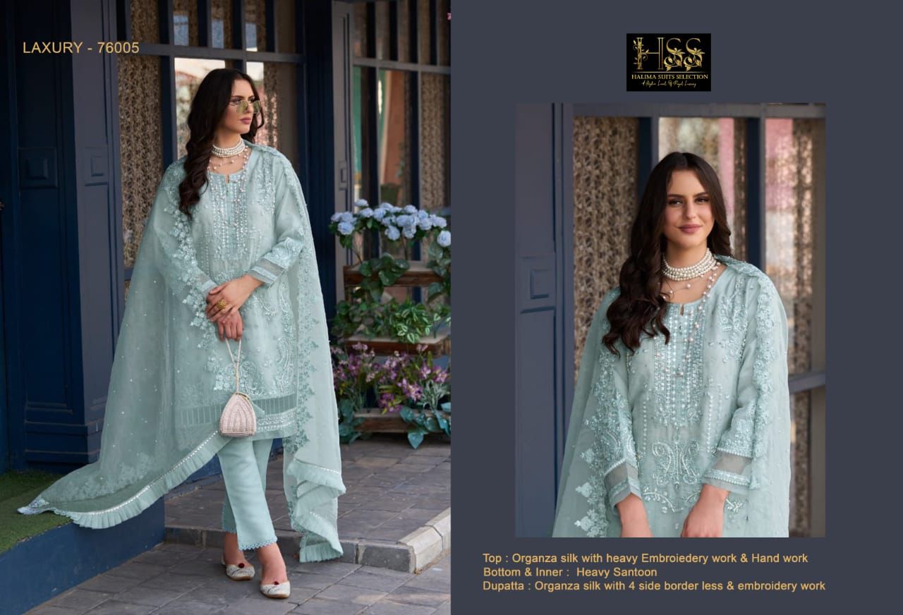 Hss Creation Laxury Design 76004 76005 Organza Hand Work Suits