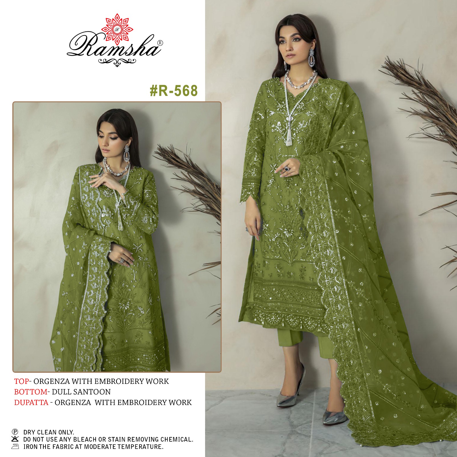 R 568 Ramsha Organza Work Embroidery Collection
