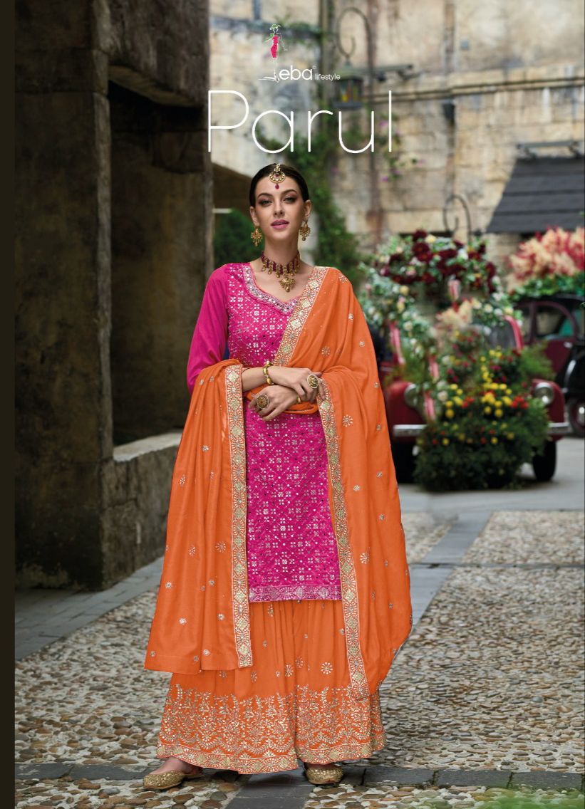 Parul Eba Lifestyle Premium Silk Embroidery Palazo Redymade Suits