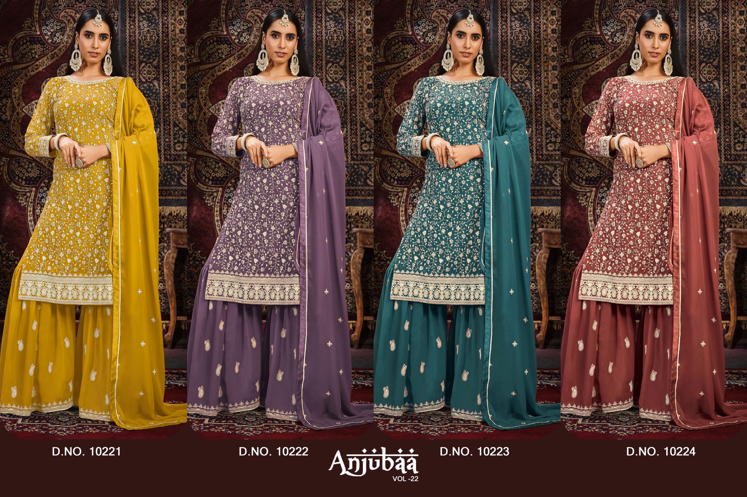 Anjubaa Vol 22 Georgette Palazo Designer Suits