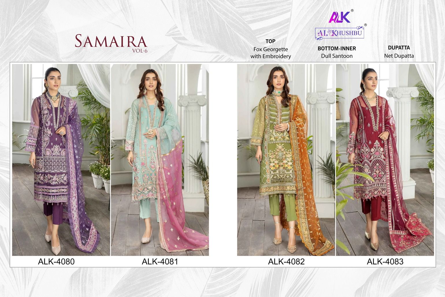 Samaira Vol 6 Georgette Heavy Embroidery Suits