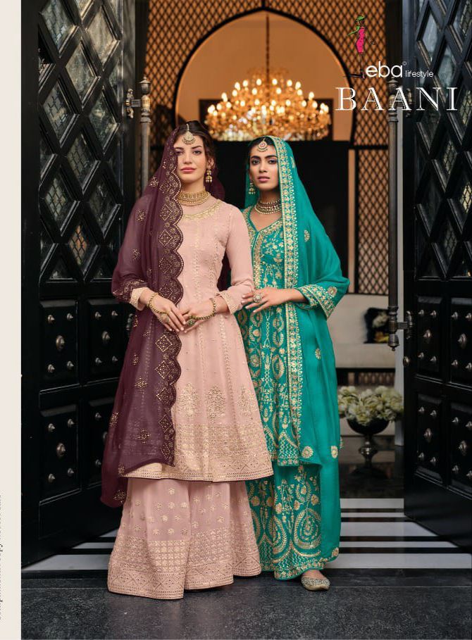 Baani Eba Lifestyle Heavy Chinon Georgette Embroidered Work Suits