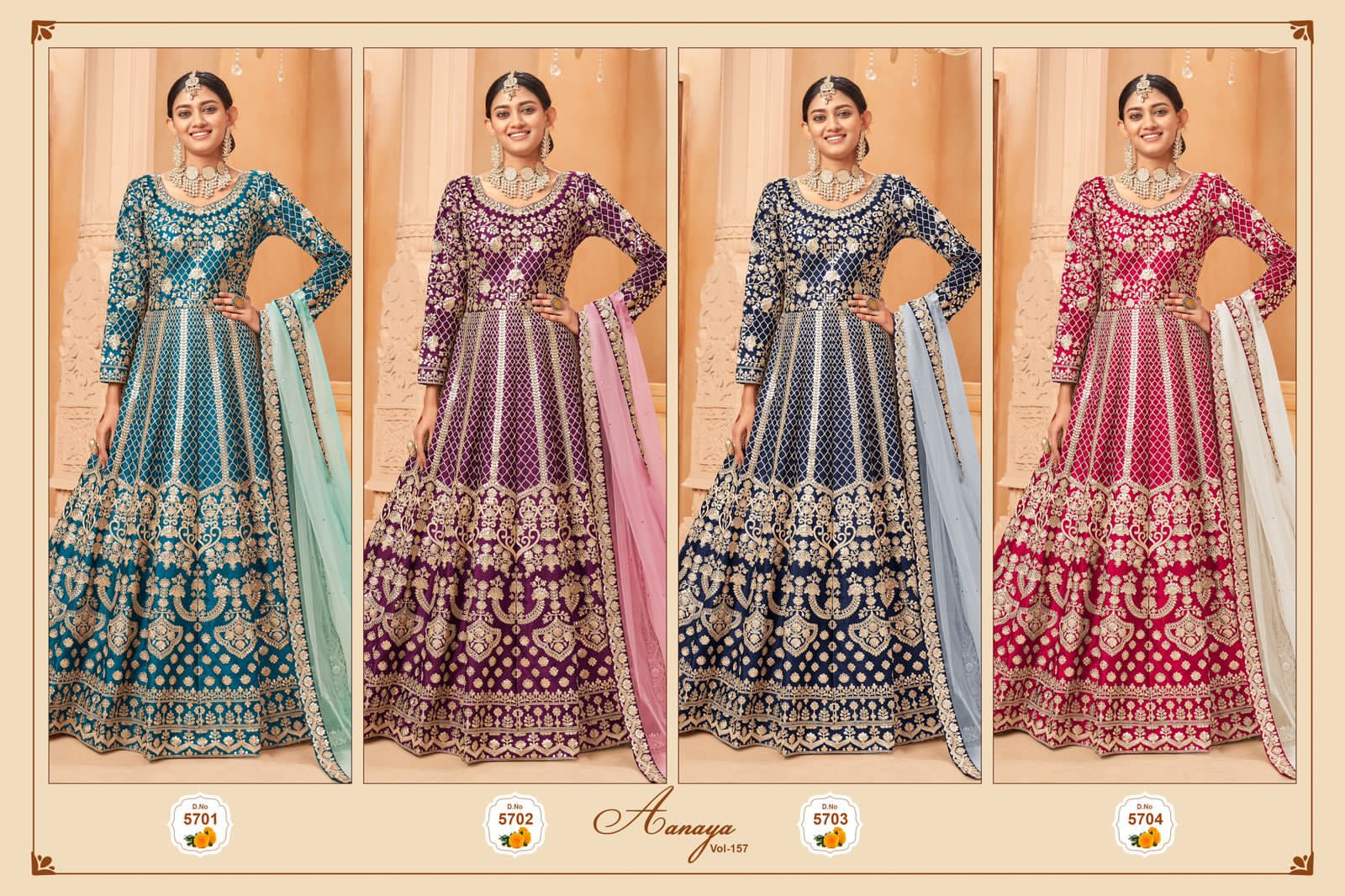 Aanaya Vol 157 Hevy Anarkali Silk Suits