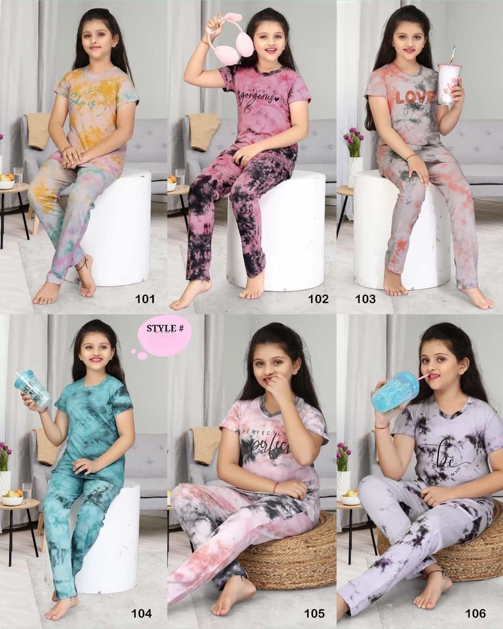 Sleep Well Vol 18 Kids Night Suits Tie Die Sets