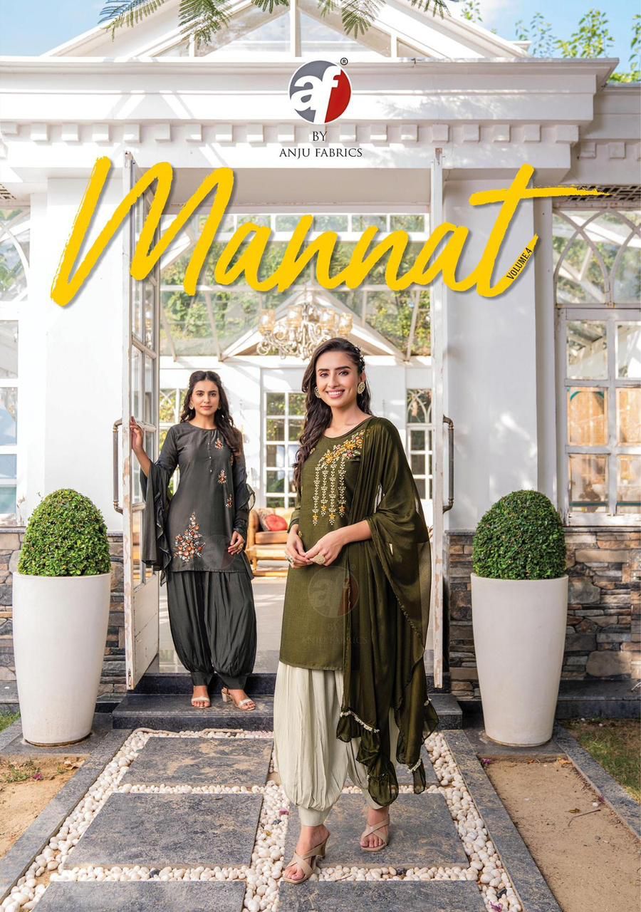 Mannat Vol 4 Anju Fabric Kurti Afgani With Dupatta Concept