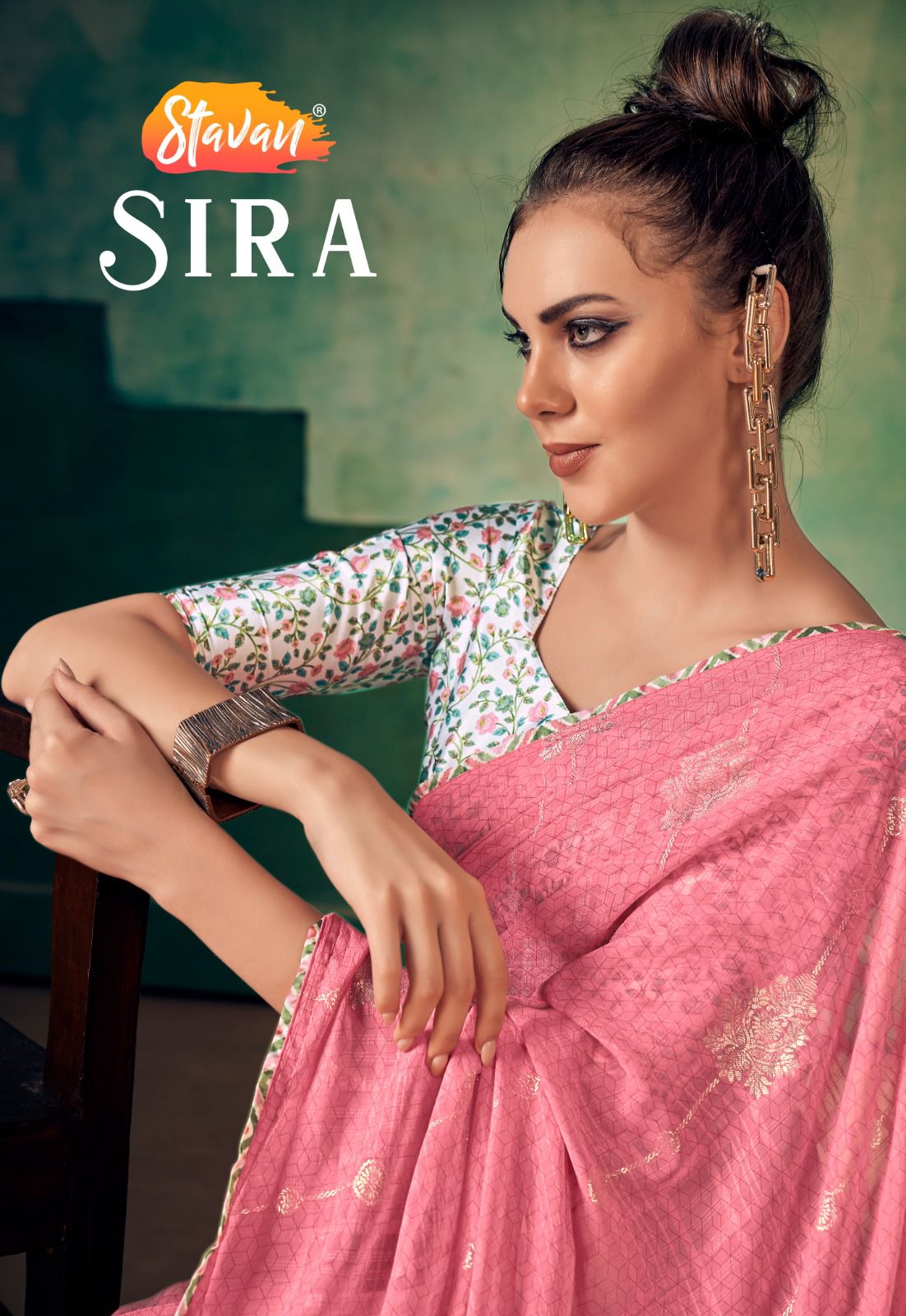 Sira Stavan Georgette Pattern With Digital Blouse Sarees