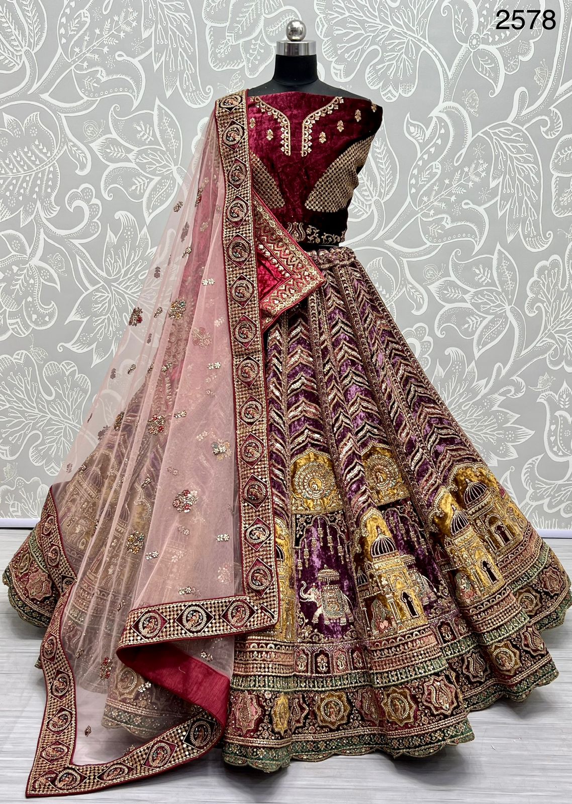 Full Flair Design 2578 Exceptionally Crafted Patch Work Lehengacholi