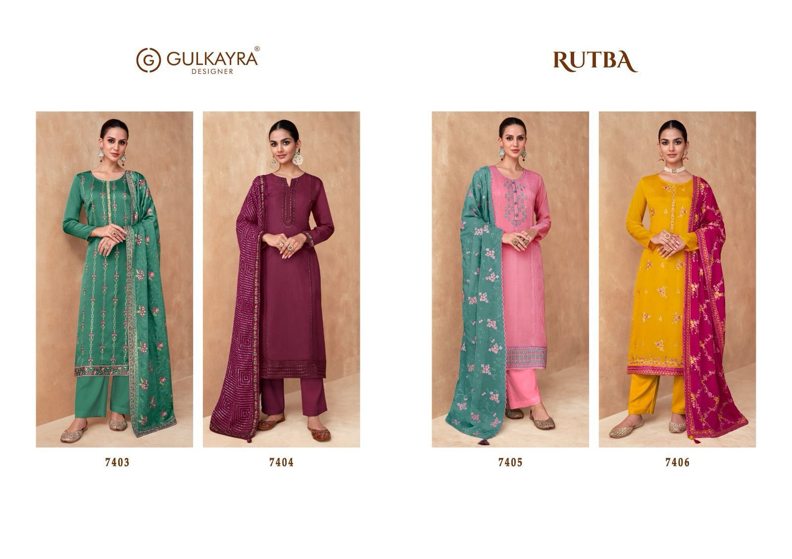 Rutba Gulkayra Designer Real Chinon Suits
