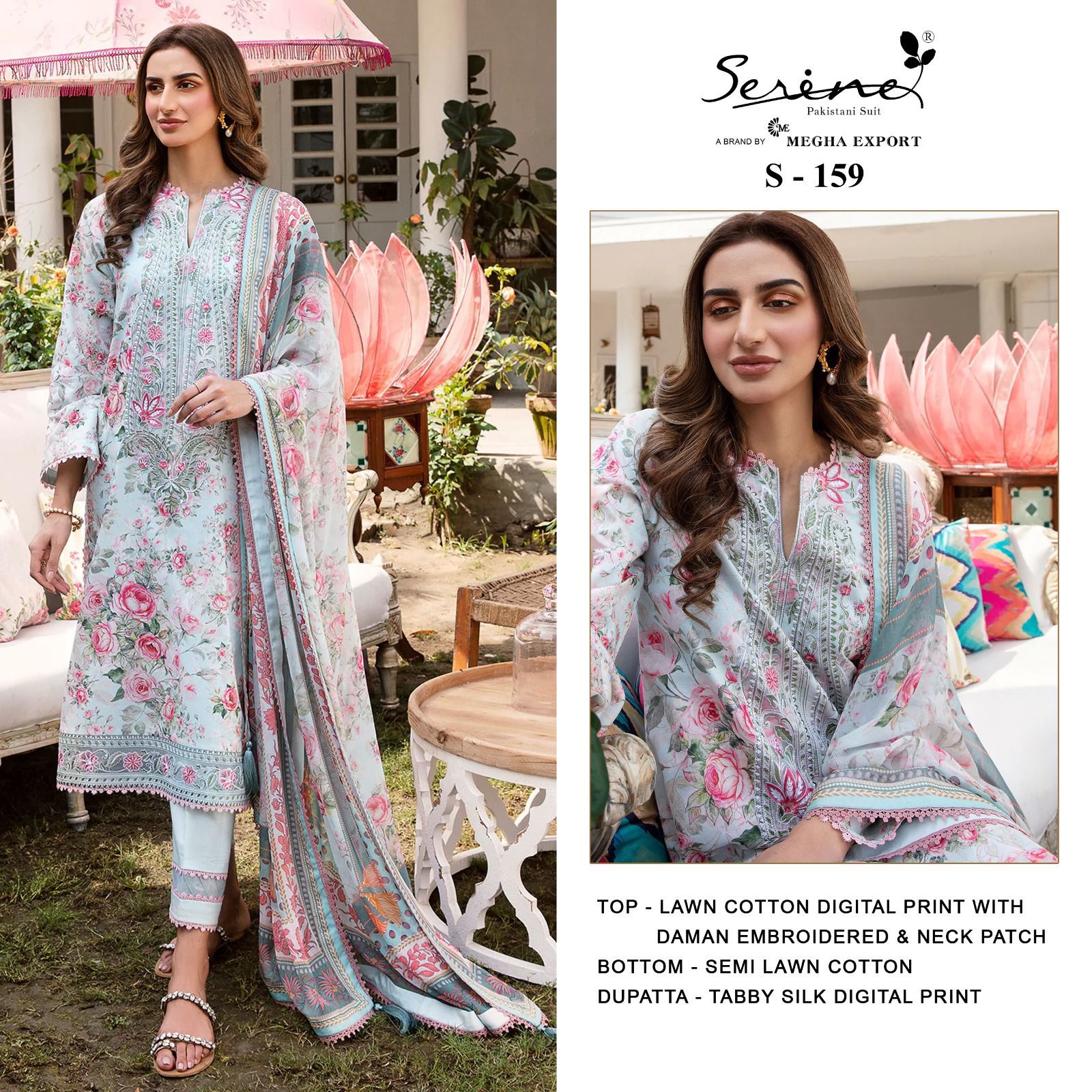S 159 Serine Cotton Digital Salwar Kameez