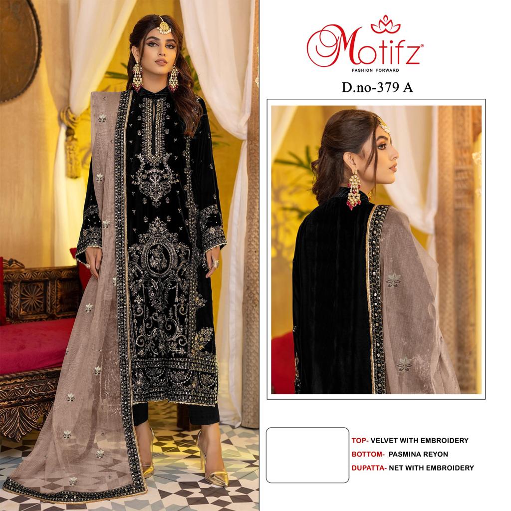 Motifz Fashion New Velvet Design 379 Pakistani Collection Manufacturer Surat