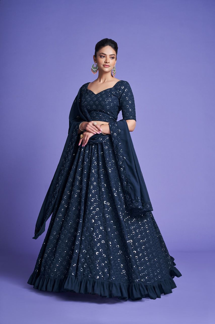 Aahvan Designs Diamond Catalog Shringaar Vol 8 Georgette Lehengacholi Collection