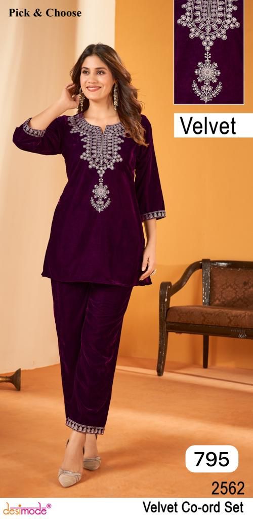 Desi Model Pic And Choose Designer Velvet Co Ord Set Collection Manufacturer Surat
