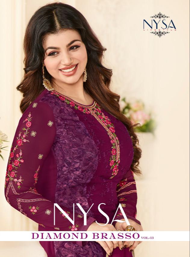 Diamond Brasso Vol 13 By Nysa 2201 Series Fancy Georgette Brasso Salwar Kameez Catlog Wholesale Deal...