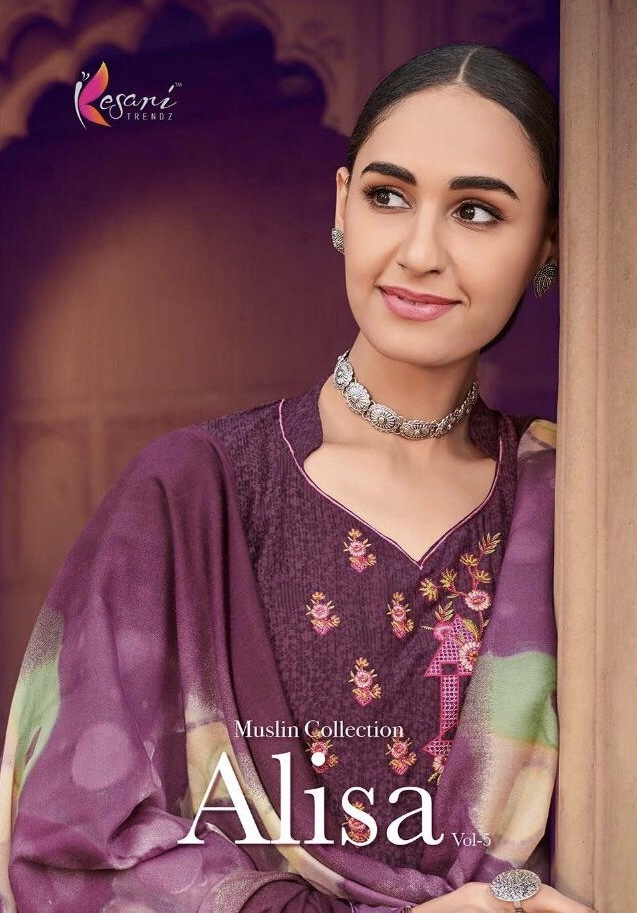Alisa Vol 5 By Kesari Trendz 1035 Series Fancy Maslin Silk Salwar Kameez Catlog Wholesaler Surat