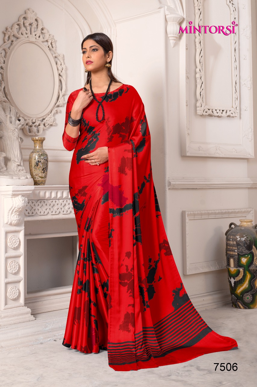 Mintorsi Varsiddhi 7501 Series Printed Satin Silk Saree Catlog Wholesale Dealer Surat