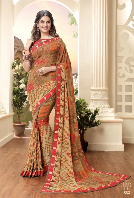 Kesariya Bihari By M Krishnaleela 4878 Series Fancy Printed Saree Collection Wholesaler Surat
