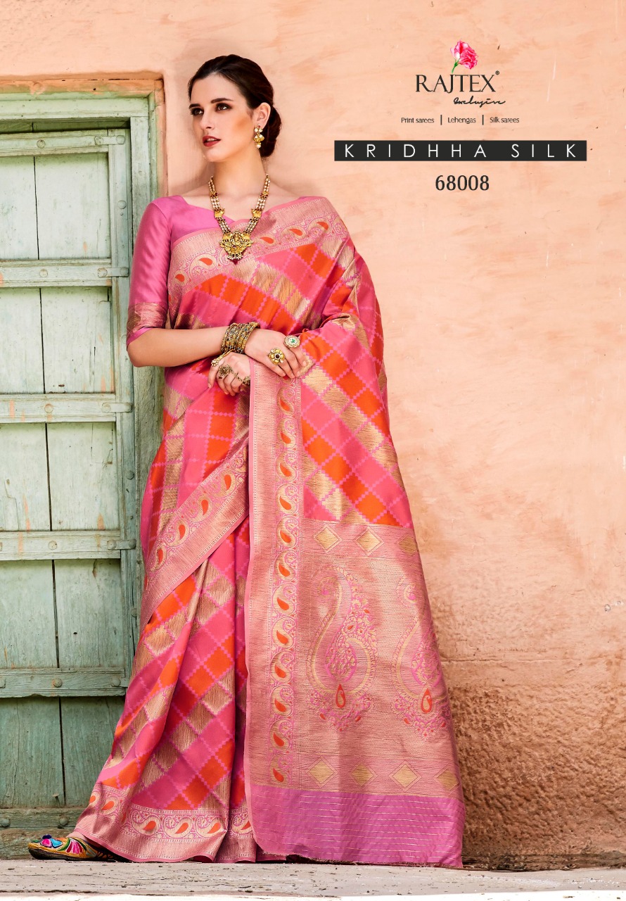 Kridhha Silk By Rajtex 68001 Series Designer Weaving Silk Saree Catlog Wholesale Dealer Surat